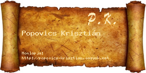 Popovics Krisztián névjegykártya